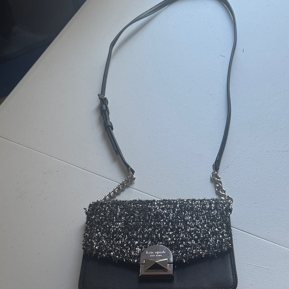 Kate Spade Black and Silver Crossbody Bag
